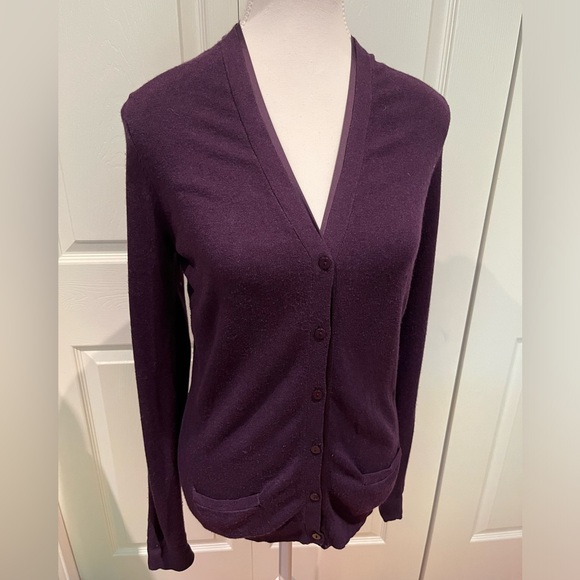 Plum Button down Cardigan, Size Medium - Picture 1 of 8